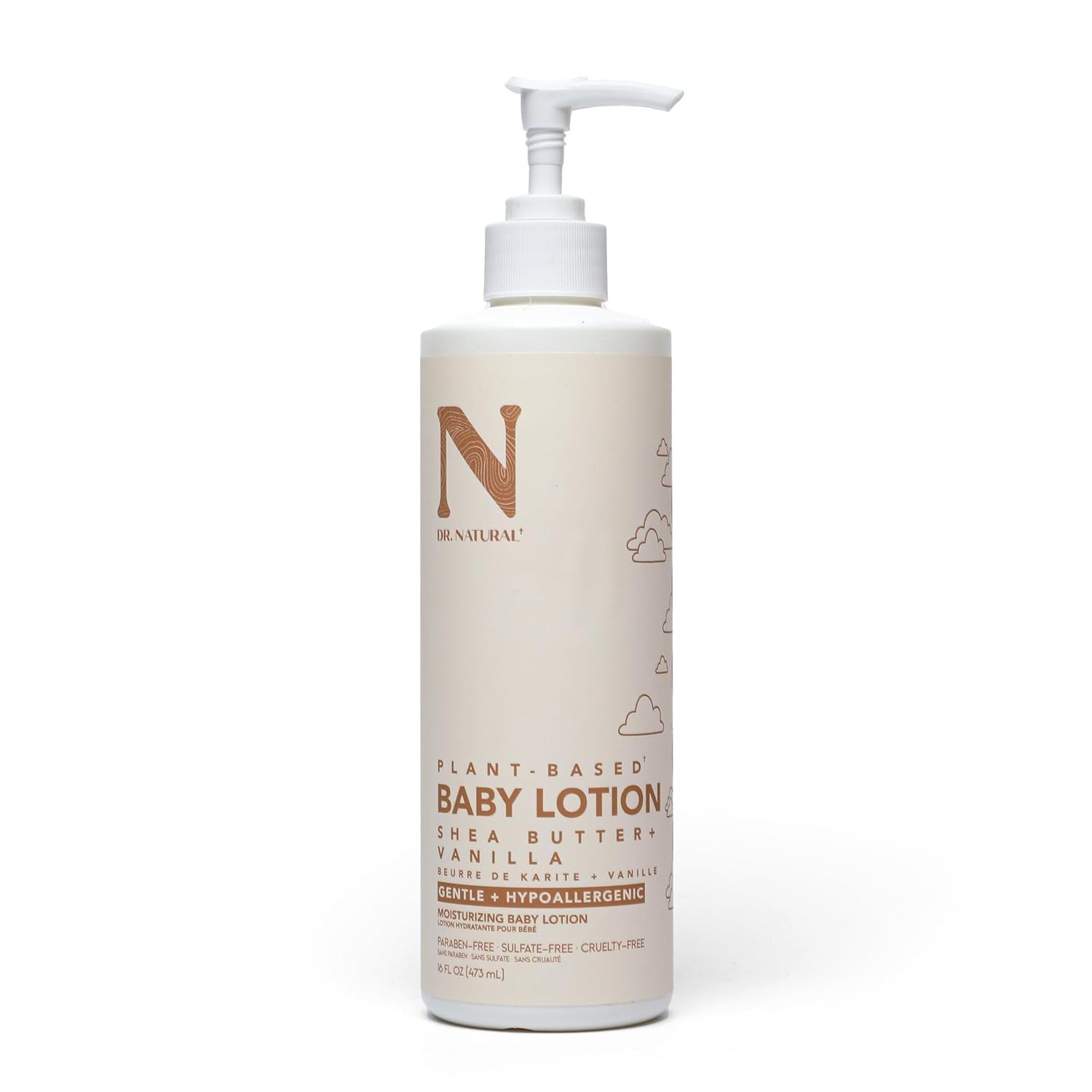 Baby Lotion, Shea Butter and Vanilla, 16 oz - Non-Greasy, Body Lotion for Dry Skin